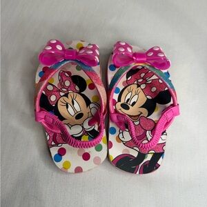 Disney Minnie Mouse Polka Dot Pink Flip Flops - Toddler size L